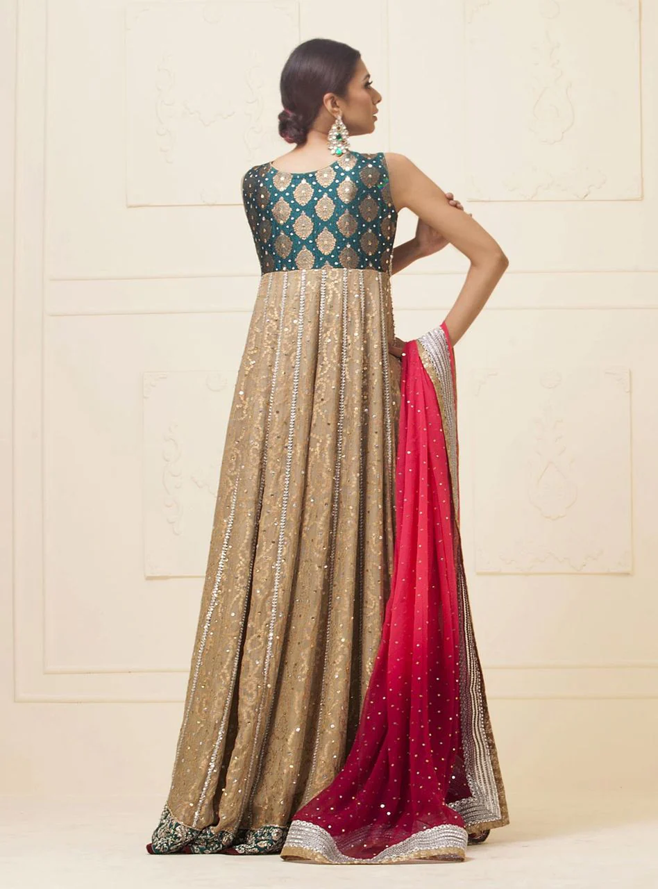 Beige Khadi Net Dress - Image 3
