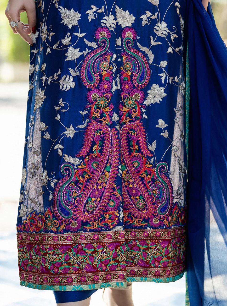 Blue Illusion Kashmiri Embroidery - Image 4