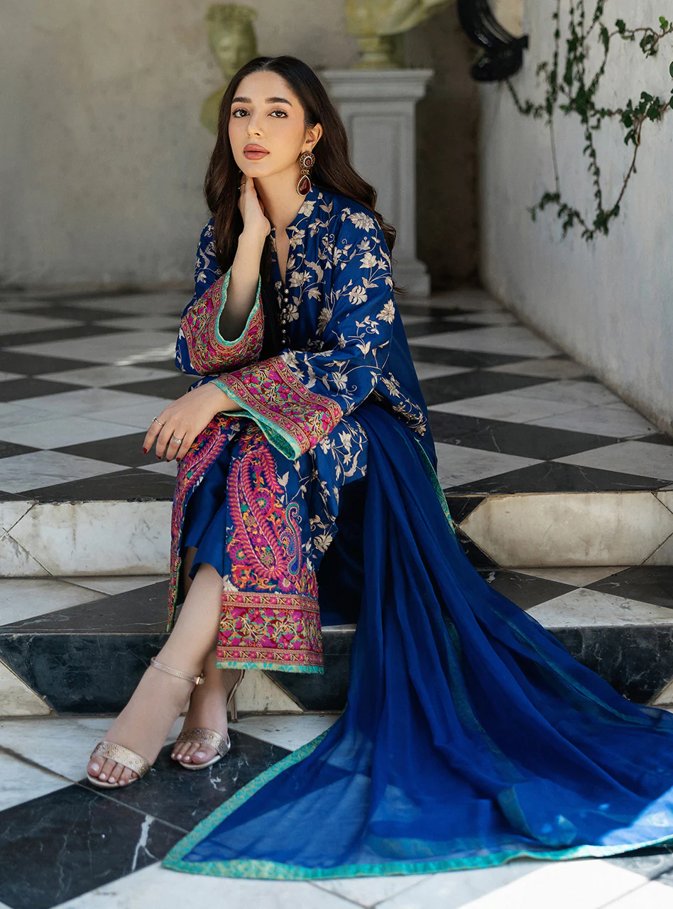Blue Illusion Kashmiri Embroidery - Image 8