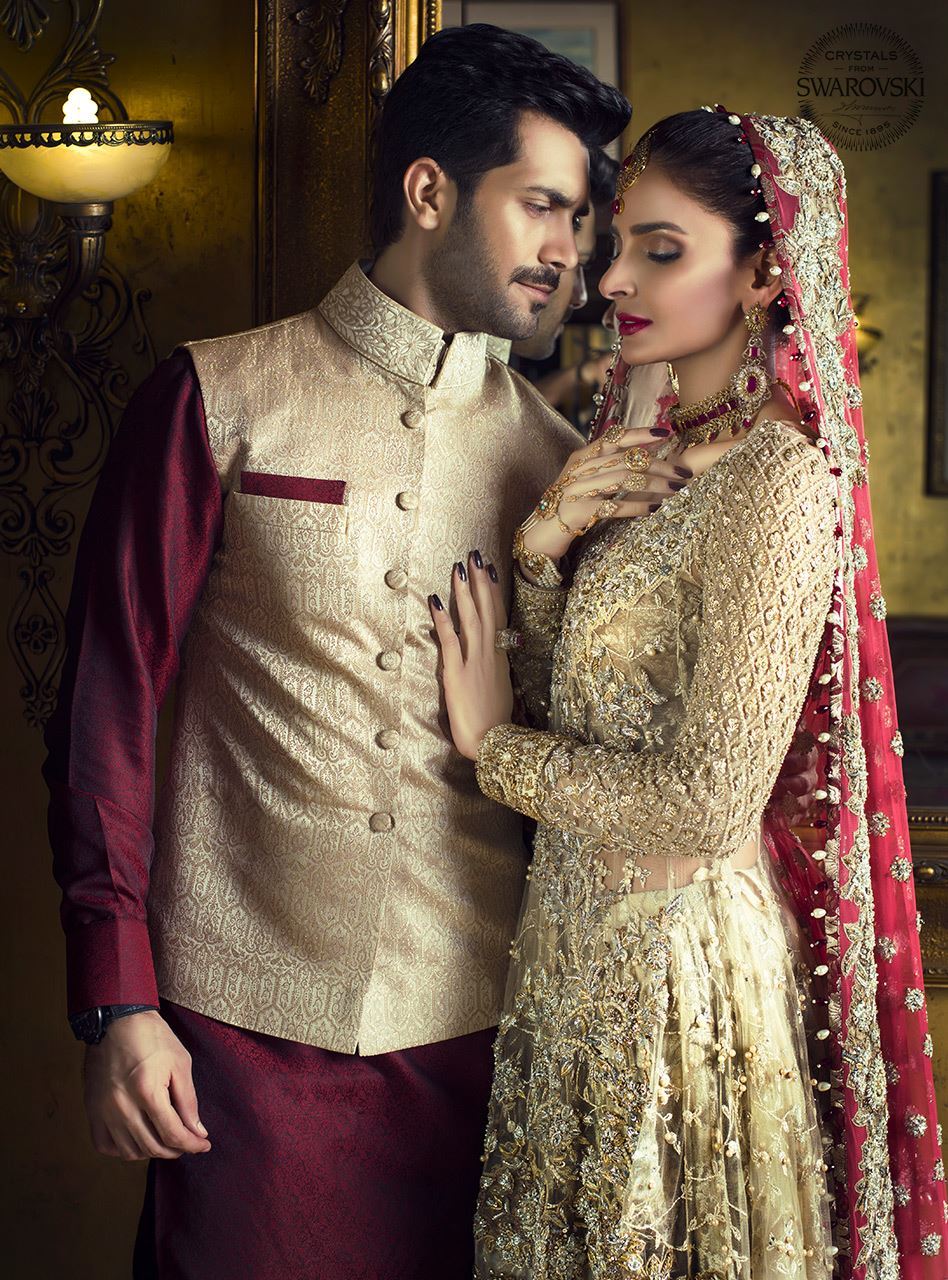 Gold Angarkha With Melon Pink Dupatta - Image 4