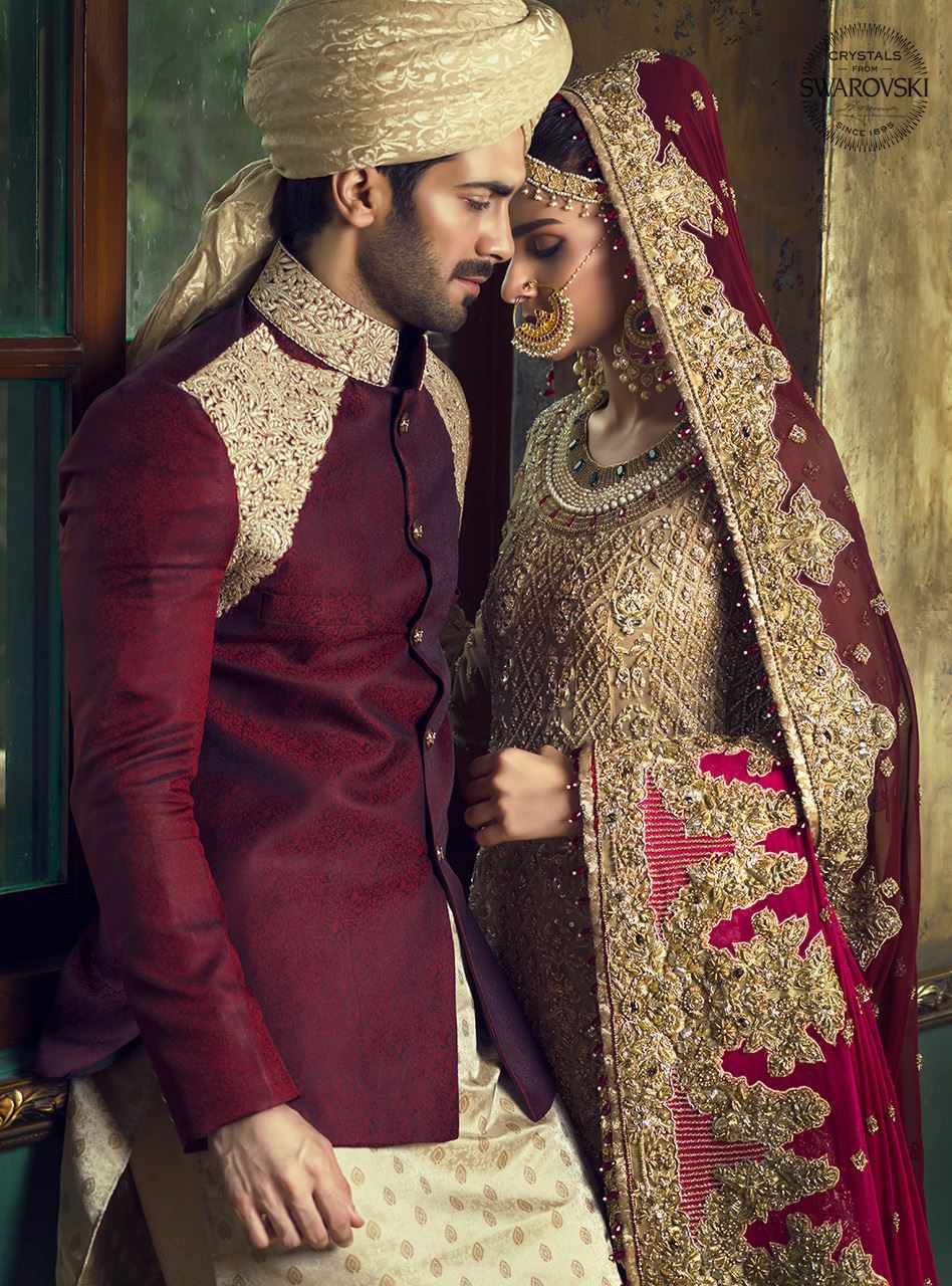 Gold Peplum With Gradient Maroon Dupatta - Image 4
