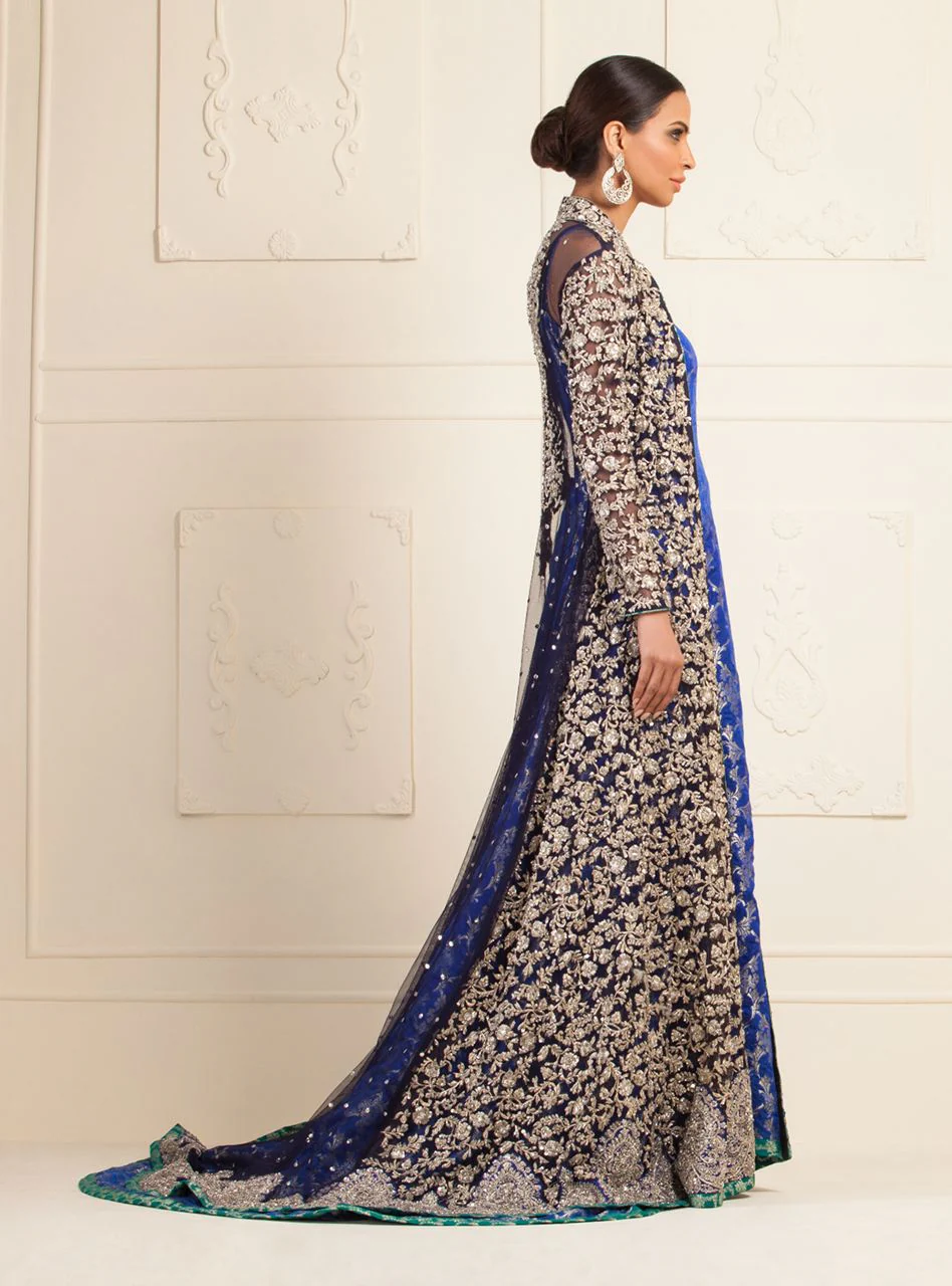 Navy Blue Embellished Net Jacket - Image 2